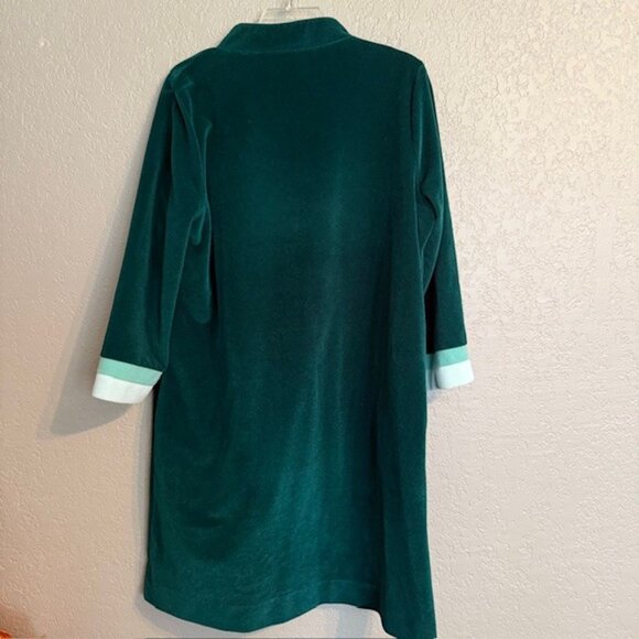 70's Vintage Vanity Fair Robe | Women’s 18 | Green Velour Zip Front L:/XL - Picture 8 of 14
